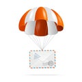 Mail delivery. Parachute.