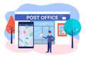 Mail delivery service, geolocation determination using electronic devices. Fast delivery of correspondence and parcels Royalty Free Stock Photo