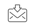 Mail download line icon. Incoming Messages correspondence sign.