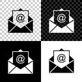 Mail and e-mail icon isolated on black, white and transparent background. Envelope symbol e-mail. Email message sign Royalty Free Stock Photo