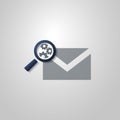 Mail or Email Icon Design with Magnifying Glass and Gears