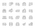 Mail and email Icons Set. Such as Mailbox, Sending, Archive, Contacts and others. Editable vector stroke.