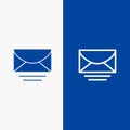 Mail, Email, Message, Global Line and Glyph Solid icon Blue banner Line and Glyph Solid icon Blue banner Royalty Free Stock Photo