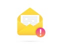 Mail envelope with document and exclamation mark icon. Vector illustration Royalty Free Stock Photo