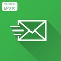 Mail envelope icon in flat style. Email message vector illustration with long shadow. Mailbox e-mail business concept. Royalty Free Stock Photo