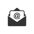 Mail envelope icon in flat style. Email message vector illustration on white isolated background. Mailbox e-mail business concept. Royalty Free Stock Photo