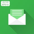 Mail envelope icon in flat style. Email message vector illustration with long shadow. Mailbox e-mail business concept. Royalty Free Stock Photo