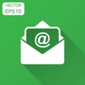Mail envelope icon in flat style. Email message vector illustration with long shadow. Mailbox e-mail business concept. Royalty Free Stock Photo