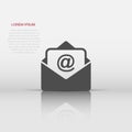 Mail envelope icon in flat style. Email message vector illustration on white isolated background. Mailbox e-mail business concept Royalty Free Stock Photo