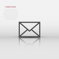 Mail envelope icon in flat style. Email message vector illustration on white isolated background. Mailbox e-mail business concept Royalty Free Stock Photo