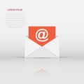 Mail envelope icon in flat style. Email message vector illustration on white isolated background. Mailbox e-mail business concept Royalty Free Stock Photo