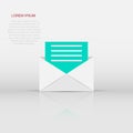 Mail envelope icon in flat style. Email message vector illustration on white isolated background. Mailbox e-mail business concept Royalty Free Stock Photo