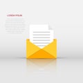 Mail envelope icon in flat style. Email message vector illustration on white isolated background. Mailbox e-mail business concept Royalty Free Stock Photo
