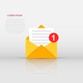 Mail envelope icon in flat style. Email message vector illustration on white isolated background. Mailbox e-mail business concept Royalty Free Stock Photo