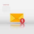 Mail envelope icon in flat style. Email message vector illustration on white isolated background. Mailbox e-mail business concept Royalty Free Stock Photo