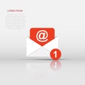Mail envelope icon in flat style. Email message vector illustration on white isolated background. Mailbox e-mail business concept Royalty Free Stock Photo