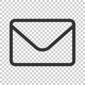 Mail envelope icon in flat style. Receive email letter spam vector illustration on isolated background. Mail communication Royalty Free Stock Photo