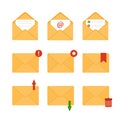 Mail envelope icon. Receiving SMS messages, notifications, invitations. Concept of delivery correspondence and letters Royalty Free Stock Photo