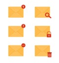 Mail envelope icon. Receiving SMS messages, notifications, invitations. Concept of delivery correspondence and letters Royalty Free Stock Photo