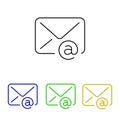 Mail envelope icon set, modern minimal flat design style icons, vector illustration Royalty Free Stock Photo