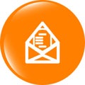 Mail envelope icon web button isolated on white Royalty Free Stock Photo
