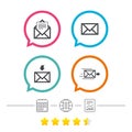 Mail envelope icons. Message document symbols. Royalty Free Stock Photo