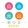 Mail envelope icons. Message document symbols. Royalty Free Stock Photo