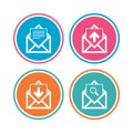 Mail envelope icons. Message document symbols. Royalty Free Stock Photo