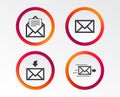 Mail envelope icons. Message document symbols. Royalty Free Stock Photo