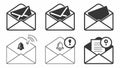Mail envelope icons set, email symbols, message delivery, Vector Design, Generative AI