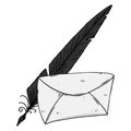 Mail envelope with ink pen hand drawn. Vector illustration ink pen and envelope. Royalty Free Stock Photo