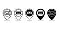 Mail Envelope Location Pin Black Icon Bundle for Contact and Map Interface Royalty Free Stock Photo
