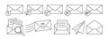 Mail envelope sign line set new message icon letter mailing notification mailbox receive send post