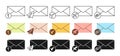 Mail envelope sign line silhouette set new message icon letter mailing email notification mailbox Royalty Free Stock Photo