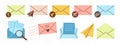 Mail envelope sign set new message icon letter mailing email notification mailbox receive send post Royalty Free Stock Photo