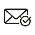 Mail or Envelope sign. Vector Illustration Verified or Approved mail. Checkmark OK Symbol