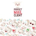 Mail envelope vector mailed post emoticon mailing lovely message letter kawaii email character backdrop emailing Royalty Free Stock Photo