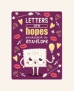 Mail envelope vector mailed post emoticon mailing lovely message letter kawaii email character with lips heart star