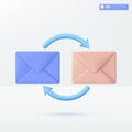 Mail envelopes with circle arrow icon symbol. mail circulation system, Online correspondence, incoming and outgoing mail message Royalty Free Stock Photo