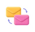 Mail envelopes. Online correspondence, incoming and outgoing mail message concept. Royalty Free Stock Photo
