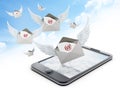 Mail enveloppe with wings on smartphone