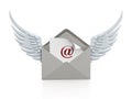 Mail enveloppe with wings on smartphone Royalty Free Stock Photo