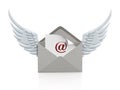 Mail enveloppe with wings on smartphone