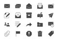 Mail flat icons. Vector illustration include icon - postbox, label, letter, email, envelope, spam, document attachment