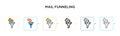 Mail funneling vector icon in 6 different modern styles. Black, two colored mail funneling icons designed in filled, outline, line