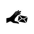 Mail in hand icon. One of set web icons Royalty Free Stock Photo