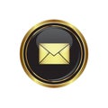 Mail icon on the black with gold round button Royalty Free Stock Photo