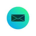 Mail icon or button. Envelope sign on round gradient background