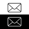 Mail icon. Envelope sign. Email icon. Letter icon on white and black background. vector illustration