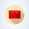 Mail icon. Envelope sign heart red. Vector Illustration. Transparent background Royalty Free Stock Photo